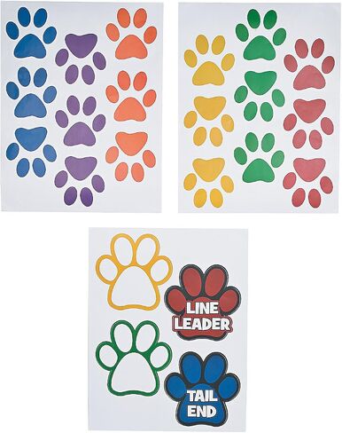Classroom Paw Shaped Floor Clings - 22 Pieces - Educational and Learning Activities for Kids in Saudi Arabia