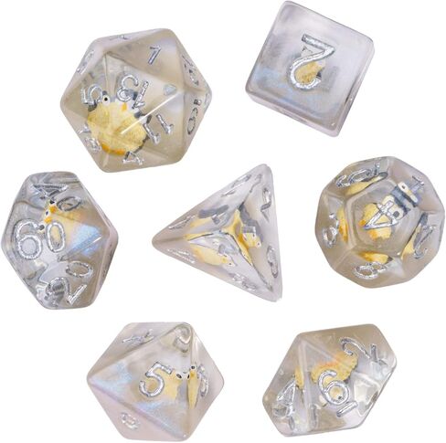 Cusdie 8-Die Dice DND, Polyhedral Dice Set Filled with Animal, for Role Playing Game Dungeons and Dragons D&D Dice MTG Pathfinder (8Pcs Yellow Chicken) in Kuwait