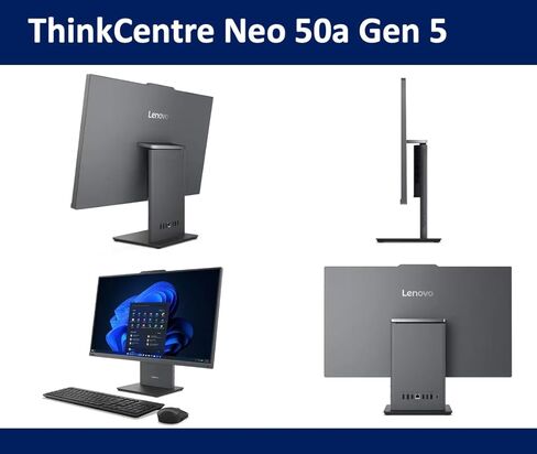كمبيوتر سطح المكتب Lenovo ThinkCentre Neo الكل في واحد، شاشة لمس FHD مقاس 27 بوصة 100 هرتز (Intel i7-13620H، 64 جيجابايت DDR5، 4 تيرابايت SSD، WiFi 6، كاميرا ويب IR 5 ميجابكسل، W11P) مع لوحة مفاتيح سلكية، ماوس وموسع منفذ USB DKZ in Saudi Arabia