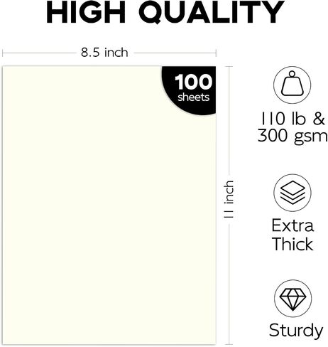 110lb White Cardstock 8.5x11, Goefun 100 Sheets Heavyweight White Card Stock 300 GSM for Invitations, Menus, Poster, DIY Card in Kuwait
