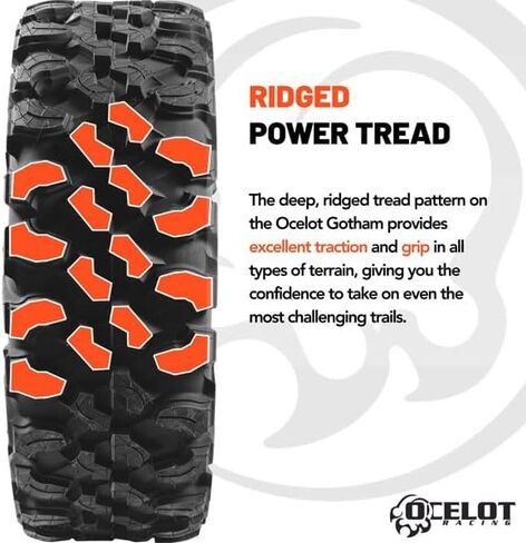 Ocelot Gotham 30x10x14 UTV Tires, 8 Ply Quad or Side By Side ATV Tire, Ridged Power Treads, Plow Through Mud and Sand, Ride Over Hard Surfaces - 30" UTV Tires in Saudi Arabia
