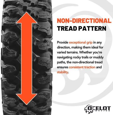 Ocelot Gotham 30x10x14 UTV Tires, 8 Ply Quad or Side By Side ATV Tire, Ridged Power Treads, Plow Through Mud and Sand, Ride Over Hard Surfaces - 30" UTV Tires in Saudi Arabia