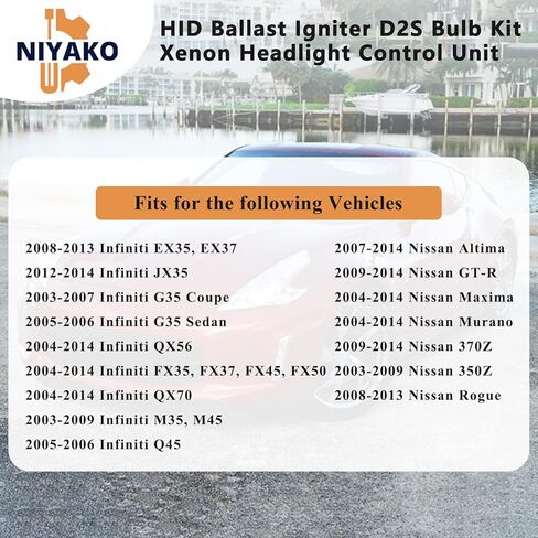 وحدة التحكم في المصابيح الأمامية HID HID HID مع P2S BULB & IGNITER MODULE استبدال# 28474-89904 28474-8991A FIT 2003-2014 Infiniti 370Z 350Z ALTIMA MURANO in Saudi Arabia