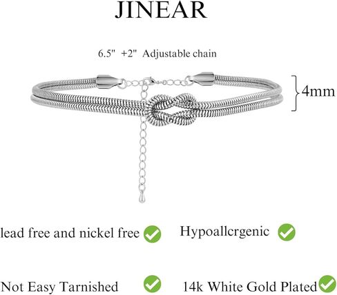جينير 14K أساور مطلية بالذهب للنساء ، أساور الأذرع اللذيذة سلسلة الأفعى قابلة للتعديل in Kuwait