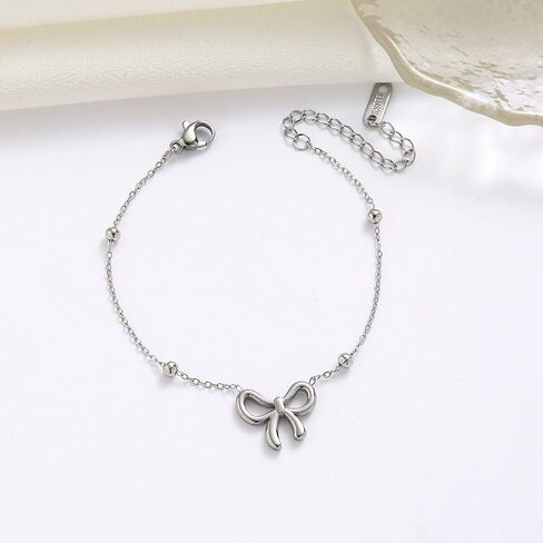 Gold Bow Bracelet for Women Cute Bowknot Bracelet Dainty Bow Beaded Chain Bracelet for Women Fashion Jewelry in Saudi Arabia