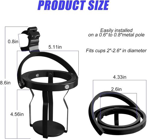 Gyroscopic Cup Holder, Self Leveling Water Bottle Holder Clamp, 360 ° Rotatable Adjustable & Anti Spill Cup Holder for Motorcycles, Cars, Trucks, Boats, Bicycles & Electric Scooters (Black) in Saudi Arabia