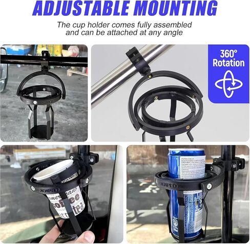 Gyroscopic Cup Holder, Self Leveling Water Bottle Holder Clamp, 360 ° Rotatable Adjustable & Anti Spill Cup Holder for Motorcycles, Cars, Trucks, Boats, Bicycles & Electric Scooters (Black) in Saudi Arabia