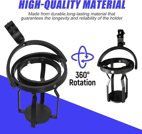 Gyroscopic Cup Holder, Self Leveling Water Bottle Holder Clamp, 360 ° Rotatable Adjustable & Anti Spill Cup Holder for Motorcycles, Cars, Trucks, Boats, Bicycles & Electric Scooters (Black) in Saudi Arabia