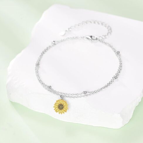 URONE Layered Bracelet 925 Sterling Silver Scottish Thistle/Lily of the Valley Bracelet Jewelry For Women in Saudi Arabia