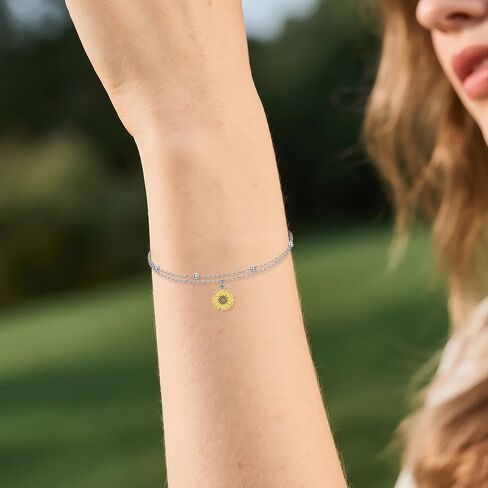 URONE Layered Bracelet 925 Sterling Silver Scottish Thistle/Lily of the Valley Bracelet Jewelry For Women in Saudi Arabia
