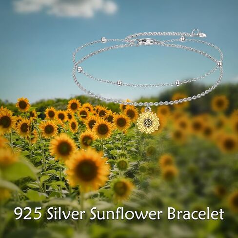 URONE Layered Bracelet 925 Sterling Silver Scottish Thistle/Lily of the Valley Bracelet Jewelry For Women in Saudi Arabia