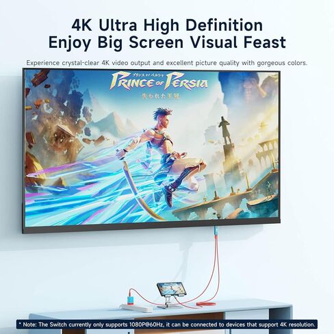 10FT/3m USB C to HDMI Cable Compatible with Nintendo Switch NS/OLED/Steam Deck/ROG Ally, Portable TV Connector Dock for Screen Mirroring, 4K@30Hz, Blue in Kuwait
