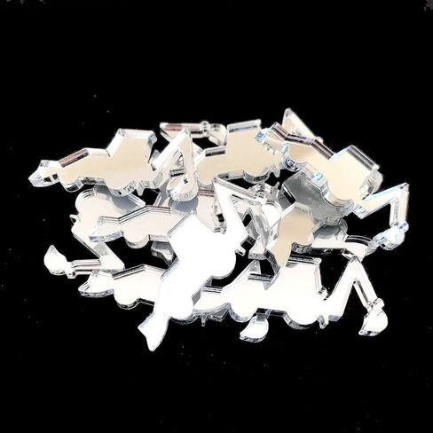 Super Cool Creations Digger JCB Shaped Crafting Mirrors, Set of 10, Many Colours, Shatterproof Acrylic, Silver Mirror, Pack of 10 x 7cm in Saudi Arabia