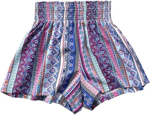 WDIRARA Women's Boho Floral Elastic High Waisted Shorts Wide Leg Casual Vacation Loose Shorts in Saudi Arabia