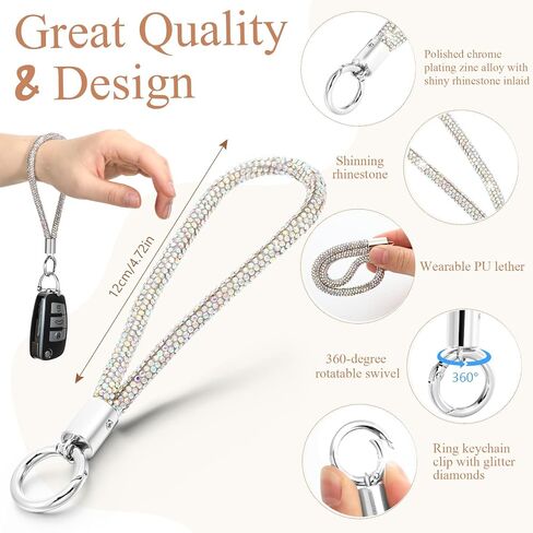 سلسلة مفاتيح الكريستال مجموعة سلسلة مفاتيح bling Rhinestone للنساء بريق مفاتيح الحامل FOB ، Keyring Rhinestone لمحفظة السيارة in Saudi Arabia