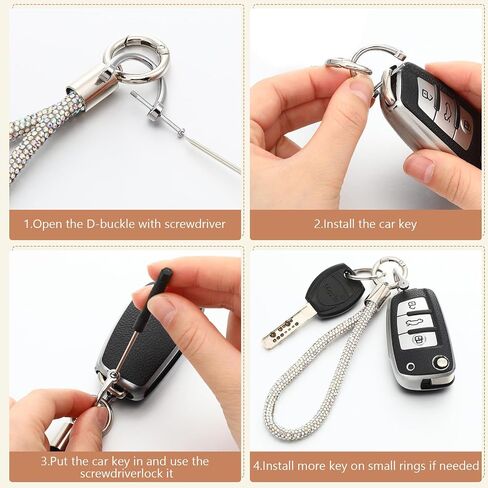 سلسلة مفاتيح الكريستال مجموعة سلسلة مفاتيح bling Rhinestone للنساء بريق مفاتيح الحامل FOB ، Keyring Rhinestone لمحفظة السيارة in Saudi Arabia