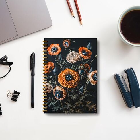 Boho Floral Emerald Green Notebook Journal ، Boho Lily of the Valley Botanical Sun Notebooks Journal ، دفاتر الملاحظات الجمالية ، دفاتر المجلات لأخذ الملاحظات ، دفتر حلزوني 5.5 × 8.3 بوصة in Kuwait