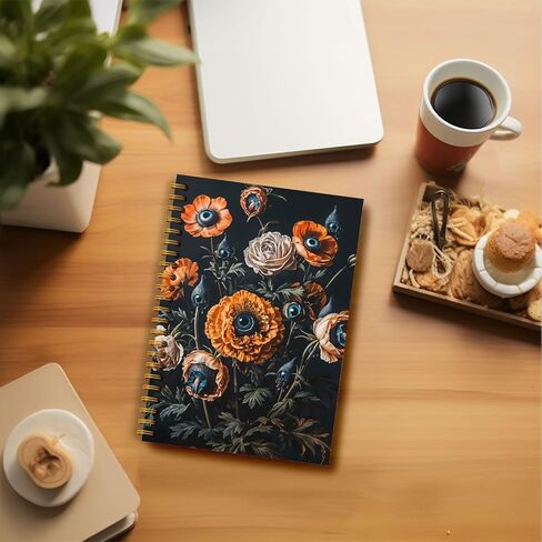 Boho Floral Emerald Green Notebook Journal ، Boho Lily of the Valley Botanical Sun Notebooks Journal ، دفاتر الملاحظات الجمالية ، دفاتر المجلات لأخذ الملاحظات ، دفتر حلزوني 5.5 × 8.3 بوصة in Kuwait