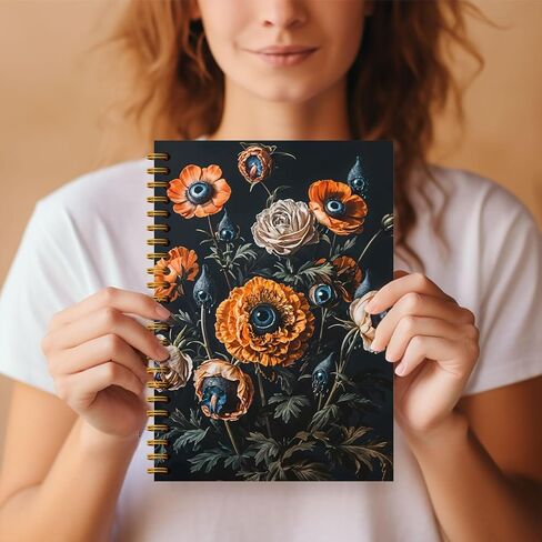 Boho Floral Emerald Green Notebook Journal ، Boho Lily of the Valley Botanical Sun Notebooks Journal ، دفاتر الملاحظات الجمالية ، دفاتر المجلات لأخذ الملاحظات ، دفتر حلزوني 5.5 × 8.3 بوصة in Kuwait