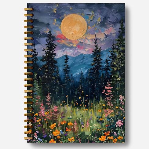 Boho Floral Emerald Green Notebook Journal ، Boho Lily of the Valley Botanical Sun Notebooks Journal ، دفاتر الملاحظات الجمالية ، دفاتر المجلات لأخذ الملاحظات ، دفتر حلزوني 5.5 × 8.3 بوصة in Kuwait