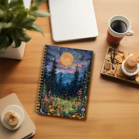 Boho Floral Emerald Green Notebook Journal ، Boho Lily of the Valley Botanical Sun Notebooks Journal ، دفاتر الملاحظات الجمالية ، دفاتر المجلات لأخذ الملاحظات ، دفتر حلزوني 5.5 × 8.3 بوصة in Kuwait
