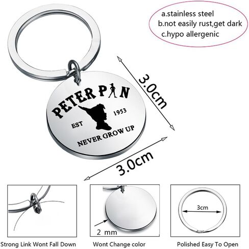 TGBJE Peter Fairytales Inspired Gift Fairy Tale Movie Gifts Little Flying Man Keychain Never Grow Up Gift Cartoon Fans Jewelry (never grow up kc) in Saudi Arabia