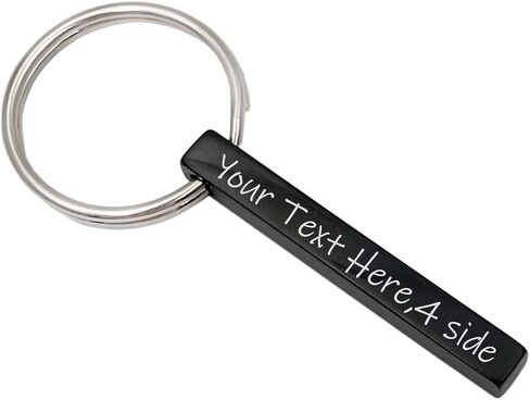 Personalized Custom Message Names Keychain 4 Sided Unisex Stainless Steel Vertical Cuboid Bar Keychain in Kuwait