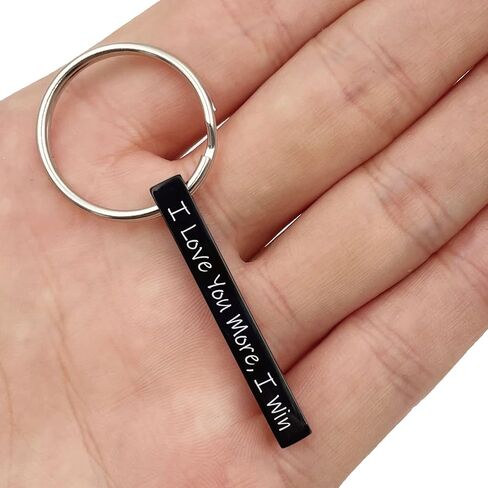 Personalized Custom Message Names Keychain 4 Sided Unisex Stainless Steel Vertical Cuboid Bar Keychain in Kuwait