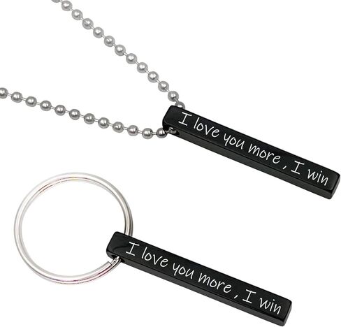 Personalized Custom Message Names Keychain 4 Sided Unisex Stainless Steel Vertical Cuboid Bar Keychain in Kuwait