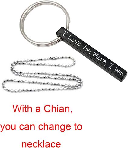 Personalized Custom Message Names Keychain 4 Sided Unisex Stainless Steel Vertical Cuboid Bar Keychain in Kuwait