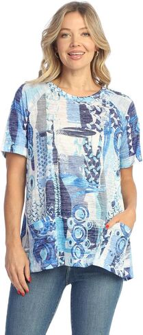Jess & Jane Short Sleeve Burnout Tunic Top - AJ1 in Saudi Arabia