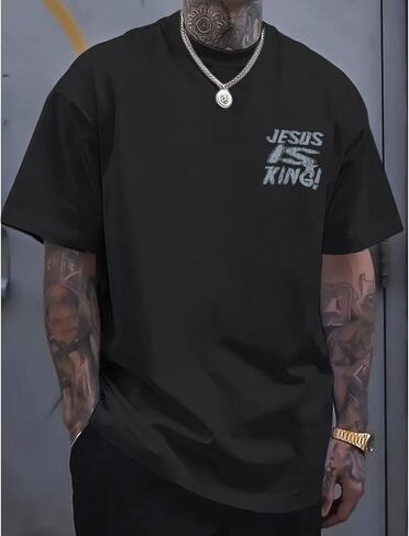 القمصان المسيحية للرجال يسوع هو الملك tshirt الله الإيمان أقوال الدينية الملهمة المحملات in Kuwait