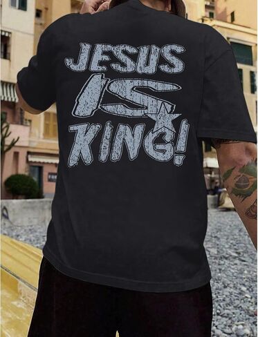 القمصان المسيحية للرجال يسوع هو الملك tshirt الله الإيمان أقوال الدينية الملهمة المحملات in Kuwait