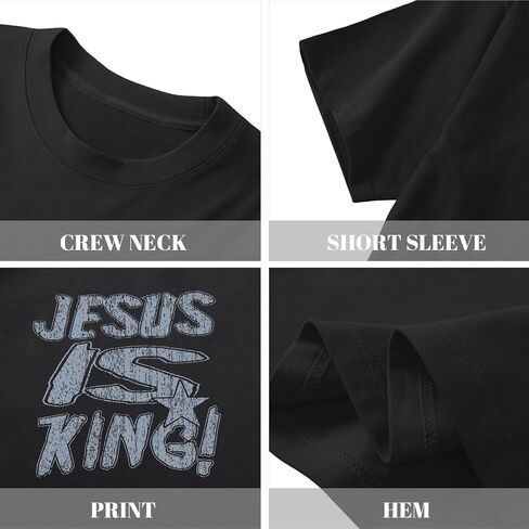 القمصان المسيحية للرجال يسوع هو الملك tshirt الله الإيمان أقوال الدينية الملهمة المحملات in Kuwait