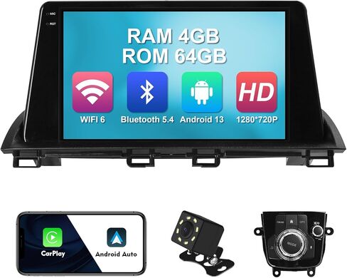 2+32G 9-inch Android 12 Car Stereo for Mazda 3 Axela 2014-2019 IPS Touchscreen Screen Car Radio with Carplay & Android Auto Support Backup Camera GPS FM Navi BT SWC in Kuwait