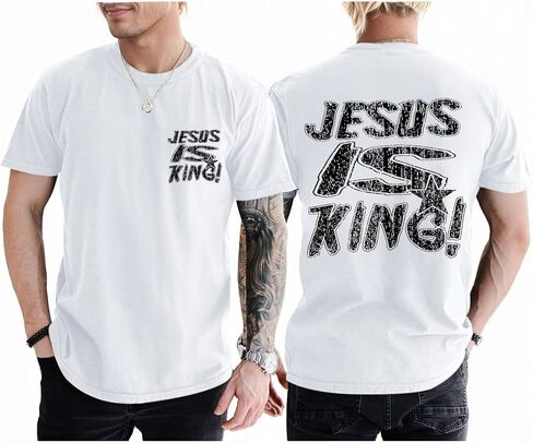 القمصان المسيحية للرجال يسوع هو الملك tshirt الله الإيمان أقوال الدينية الملهمة المحملات in Kuwait