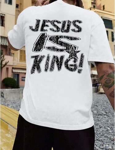 القمصان المسيحية للرجال يسوع هو الملك tshirt الله الإيمان أقوال الدينية الملهمة المحملات in Kuwait