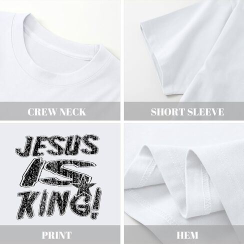 القمصان المسيحية للرجال يسوع هو الملك tshirt الله الإيمان أقوال الدينية الملهمة المحملات in Kuwait