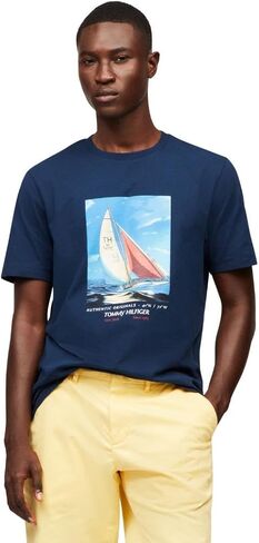 Tommy Hilfiger Men Men Short Sleeve Cotton Cotton Thirts with Photo Print Design in Kuwait