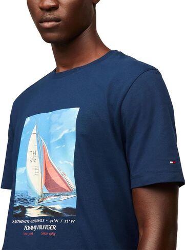 Tommy Hilfiger Men Men Short Sleeve Cotton Cotton Thirts with Photo Print Design in Kuwait