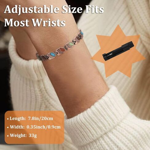 أساور MagEnergy النحاسية للنساء سوار مغناطيسي قوي 99.9% سوار معصم من النحاس النقي مع 3500 غاوس مغناطيس نيوديميوم صندوق مجوهرات قابل للتعديل مع أداة تغيير الحجم in Kuwait