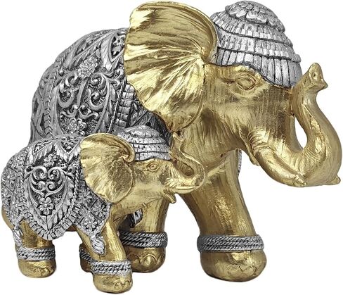 Elephant Statue with Storage Tray - Gold Figurine Sculpture, African-Inspired Home Decor for Living Room, Office, Bookshelf, or Desk, for Art Lovers in Saudi Arabia