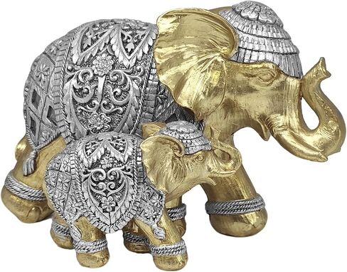 Elephant Statue with Storage Tray - Gold Figurine Sculpture, African-Inspired Home Decor for Living Room, Office, Bookshelf, or Desk, for Art Lovers in Saudi Arabia
