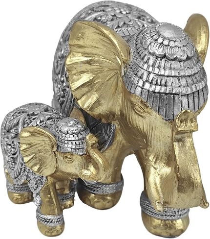 Elephant Statue with Storage Tray - Gold Figurine Sculpture, African-Inspired Home Decor for Living Room, Office, Bookshelf, or Desk, for Art Lovers in Saudi Arabia