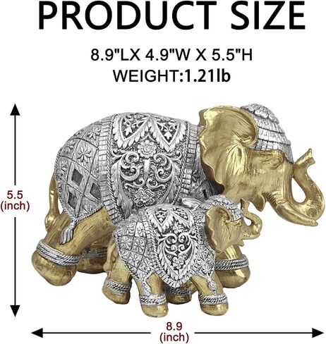 Elephant Statue with Storage Tray - Gold Figurine Sculpture, African-Inspired Home Decor for Living Room, Office, Bookshelf, or Desk, for Art Lovers in Saudi Arabia