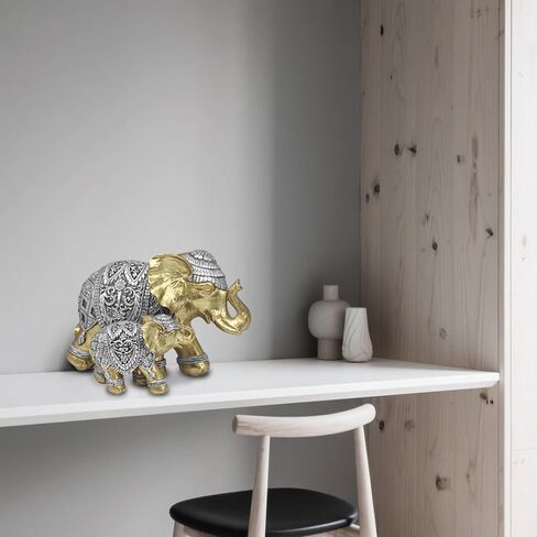 Elephant Statue with Storage Tray - Gold Figurine Sculpture, African-Inspired Home Decor for Living Room, Office, Bookshelf, or Desk, for Art Lovers in Saudi Arabia