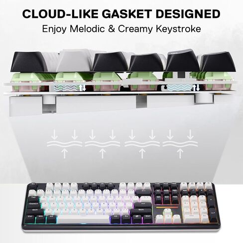 Redragon K745 PRO Wireless 108-Key Gasket RGB Gaming Keyboard, 4 Hotkeys | Extra Shortcut Keys, 0-Delay Tri-Mode, Cushioned Noise Dampening for Creamy Thocky Sound, Unfaded PBT Keycaps, PRO Software in Kuwait
