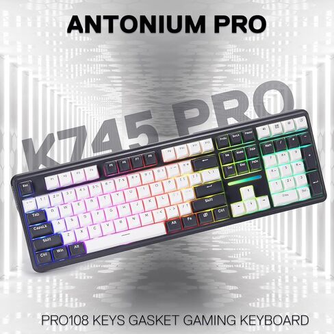 Redragon K745 PRO Wireless 108-Key Gasket RGB Gaming Keyboard, 4 Hotkeys | Extra Shortcut Keys, 0-Delay Tri-Mode, Cushioned Noise Dampening for Creamy Thocky Sound, Unfaded PBT Keycaps, PRO Software in Kuwait