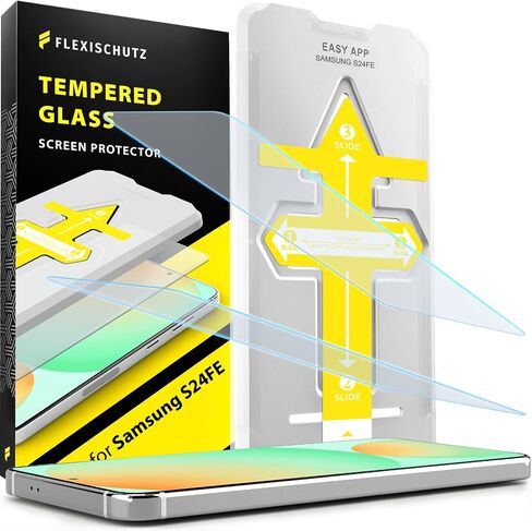 واقي شاشة FlexiSchutz® ​​لهاتف Samsung Galaxy S24 PLUS مع أداة التثبيت، زجاج مقسى لواقي شاشة Samsung S24 PLUS، وضوح عالي الدقة، خالٍ من الفقاعات، مضاد للخدش [عبوة من قطعتين] in Saudi Arabia