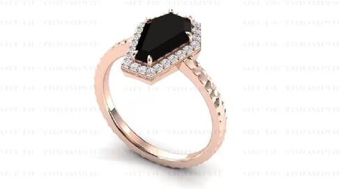 1.00 CT Vintage Coffin Shape Black Onyx Engagement Ring - Boho Style Statement Ring for Women - Gemstone Gift for Her in Saudi Arabia